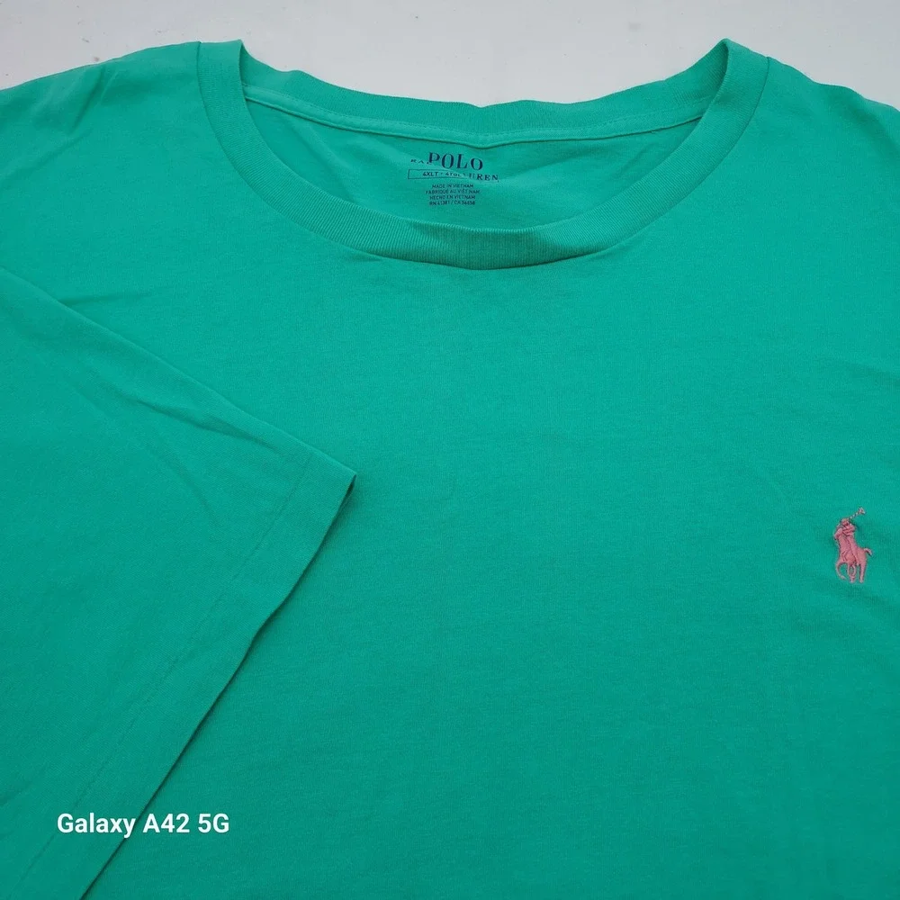 Polo Ralph Lauren Mens Green Cotton Short Sleeve T-Shirt 4XLT Pink Pony Logo